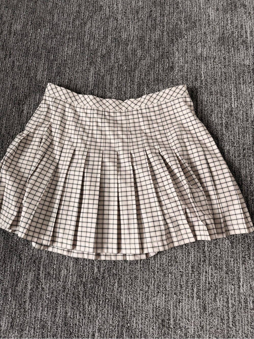 Tory Burch Plaid Pleated Mini Skirt/Tennis Skirt- Cream/Black